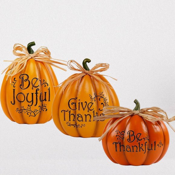 Pumpkin Fall Decor Set Halloween Thanksgiving Mantel Table Decoration Accent New - Picture 1 of 4